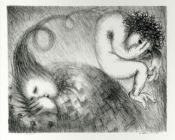 Artist: b'BOYD, Arthur' | Title: b'St Francis when young dreaming of a hunchback.' | Date: (1965) | Technique: b'lithograph, printed in black ink, from one plate' | Copyright: b'Reproduced with permission of Bundanon Trust' Artist: b'BOYD, Arthur' | Title: b'St Francis when young dreaming of a hunchback.' | Date: (1965) | Technique: b'lithograph, printed in black ink, from one plate' | Copyright: b'Reproduced with permission of Bundanon Trust'