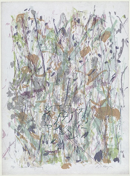 Artist: b'MEYER, Bill' | Title: b'Tarilta forest misting' | Date: 1988 | Technique: b'screenprint, printed in eight colours, from four stencils' | Copyright: b'\xc2\xa9 Bill Meyer' Artist: b'MEYER, Bill' | Title: b'Tarilta forest misting' | Date: 1988 | Technique: b'screenprint, printed in eight colours, from four stencils' | Copyright: b'\xc2\xa9 Bill Meyer'
