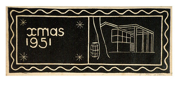 Artist: b'Kingston, Amie.' | Title: b'Christmas card: Christmas 1951' | Date: 1951 | Technique: b'linocut, printed in black ink, from one block' Artist: b'Kingston, Amie.' | Title: b'Christmas card: Christmas 1951' | Date: 1951 | Technique: b'linocut, printed in black ink, from one block'