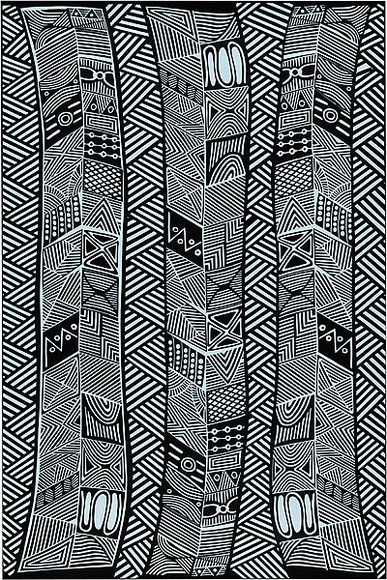 Artist: b'Kantilla, Osmond.' | Title: b'Wrapping paper: Pumpuni' | Date: 1986 | Technique: b'screenprint, printed in colour, from three stencils' Artist: b'Kantilla, Osmond.' | Title: b'Wrapping paper: Pumpuni' | Date: 1986 | Technique: b'screenprint, printed in colour, from three stencils'