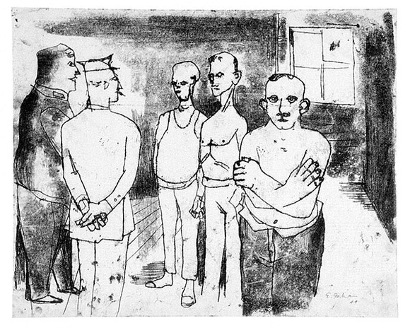 Artist: b'Fabian, Erwin.' | Title: b'Medical parade.' | Date: 1944 | Technique: b'monotype, printed in black ink, from one plate' | Copyright: b'\xc2\xa9 Erwin Fabian' Artist: b'Fabian, Erwin.' | Title: b'Medical parade.' | Date: 1944 | Technique: b'monotype, printed in black ink, from one plate' | Copyright: b'\xc2\xa9 Erwin Fabian'