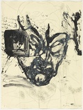 Artist: PARR, Mike | Title: not titled. | Date: 1995 | Technique: etching, printed in white ink, from one plate; lithograph, printed in black ink, from one stone