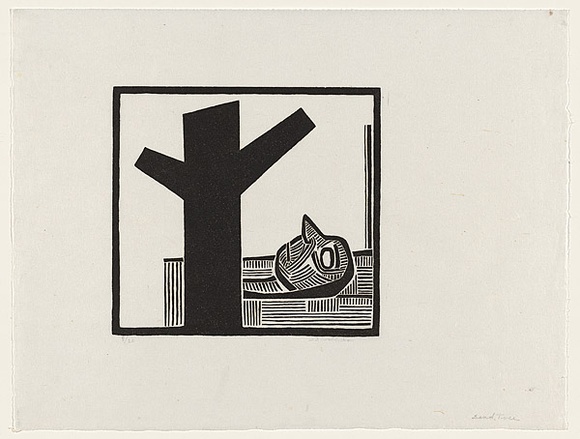 Artist: Groblicka, Lidia. | Title: Dead tree | Date: 1972 | Technique: woodcut, printed in black ink, from one block