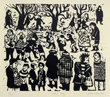Artist: Allen, Joyce. | Title: Cold day. | Date: 1986 | Technique: linocut, printed in black ink, from one block