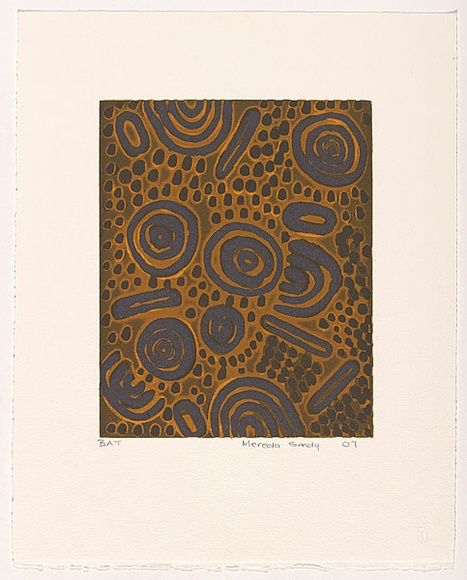 Artist: b'Sandy Nungurrayi, Mereda.' | Title: b'Untitled (1).' | Date: 2006 | Technique: b'open-bite and aquatint with colour roll, printed in colour, from multiple plates' Artist: b'Sandy Nungurrayi, Mereda.' | Title: b'Untitled (1).' | Date: 2006 | Technique: b'open-bite and aquatint with colour roll, printed in colour, from multiple plates'
