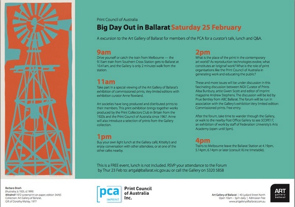 Artist: b'PRINT COUNCIL OF AUSTRALIA' | Title: b'Invitation | Print Council of Australia: Big day out in Ballarat, Saturday 25 February 2017.' | Date: 2017 Artist: b'PRINT COUNCIL OF AUSTRALIA' | Title: b'Invitation | Print Council of Australia: Big day out in Ballarat, Saturday 25 February 2017.' | Date: 2017