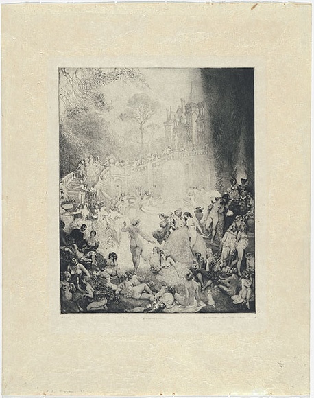 Artist: LINDSAY, Norman | Title: Micomicon | Date: 1921 | Technique: etching, engraving and stipple, printed in black ink, from one copper plate Artist: LINDSAY, Norman | Title: Micomicon | Date: 1921 | Technique: etching, engraving and stipple, printed in black ink, from one copper plate