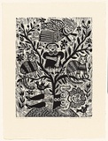 Artist: b'HANRAHAN, Barbara' | Title: b'Tree of life' | Date: 1989 | Technique: b'linocut, printed in black ink, from one block'