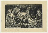 Artist: Groblicka, Lidia | Title: The waiting room | Date: 1954-55 | Technique: woodcut, printed in black ink, from one block