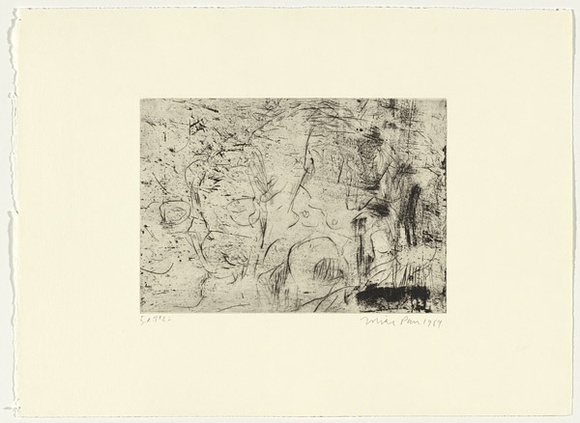 Artist: b'PARR, Mike' | Title: b'Gun into vanishing point 22' | Date: 1988-89 | Technique: b'drypoint and foul biting, printed in black ink, from one copper plate' Artist: b'PARR, Mike' | Title: b'Gun into vanishing point 22' | Date: 1988-89 | Technique: b'drypoint and foul biting, printed in black ink, from one copper plate'