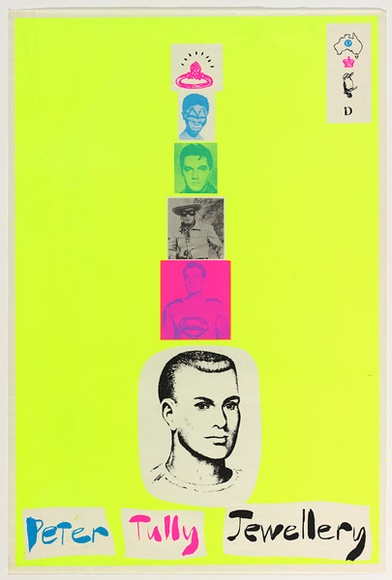 Artist: b'McDiarmid, David.' | Title: b'Peter Tully Jewellery' | Date: 1979 | Technique: b'screenprint, printed in colour, from four stencils' Artist: b'McDiarmid, David.' | Title: b'Peter Tully Jewellery' | Date: 1979 | Technique: b'screenprint, printed in colour, from four stencils'