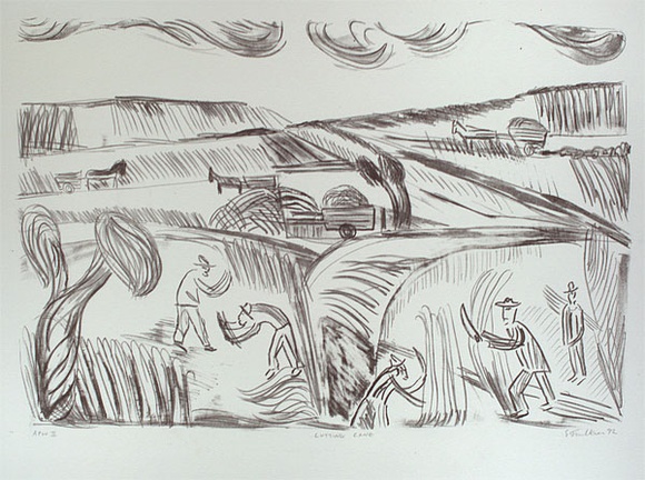 Artist: b'Faulkner, Sarah' | Title: b'Cutting cane' | Date: 1992 | Technique: b'lithograph, printed in black ink, from one stone' Artist: b'Faulkner, Sarah' | Title: b'Cutting cane' | Date: 1992 | Technique: b'lithograph, printed in black ink, from one stone'