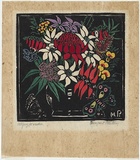 Artist: PRESTON, Margaret | Title: Waratah etc. | Date: 1925 | Technique: woodcut, printed in black ink, from one block; hand-coloured | Copyright: © Margaret Preston. Licensed by VISCOPY, Australia