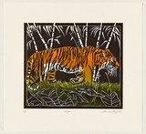 Title: b'Tiger' | Date: 2008 | Technique: b'linocut, printed in colour, from multiple blocks; embossed'