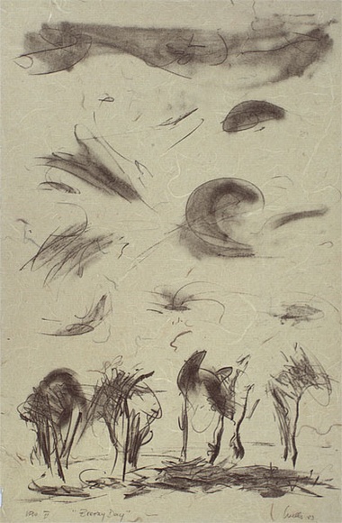 Artist: b'Trenfield, Wells.' | Title: b'Breezy day' | Date: 1983 | Technique: b'lithograph, printed in black ink, from one stone' Artist: b'Trenfield, Wells.' | Title: b'Breezy day' | Date: 1983 | Technique: b'lithograph, printed in black ink, from one stone'