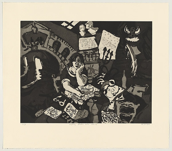 Title: b'Sydney studio with Venice' | Date: 2011 | Technique: b'etching, solvent-lift and aquatint, printed in black ink, from one copper plate'