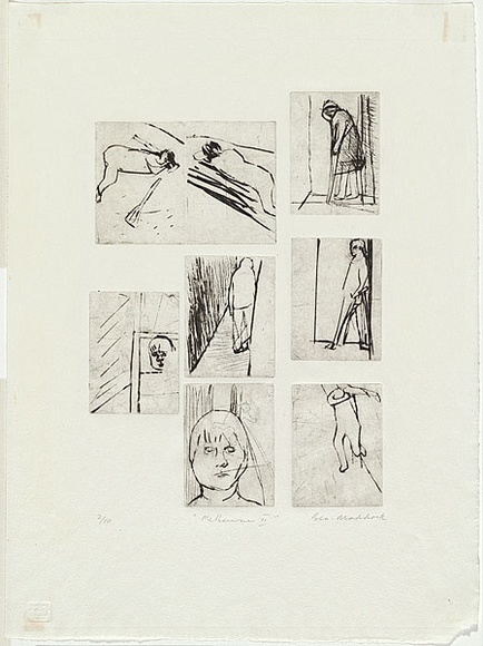 Artist: b'MADDOCK, Bea' | Title: b'Melbourne II' | Date: 1968 | Technique: b'drypoints, printed in black ink, each from one plate' Artist: b'MADDOCK, Bea' | Title: b'Melbourne II' | Date: 1968 | Technique: b'drypoints, printed in black ink, each from one plate'