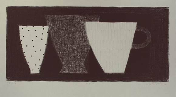Artist: b'Lincoln, Kevin.' | Title: b'Cup and bowls' | Date: 1994 | Technique: b'lithograph, printed in black ink from one stone' Artist: b'Lincoln, Kevin.' | Title: b'Cup and bowls' | Date: 1994 | Technique: b'lithograph, printed in black ink from one stone'