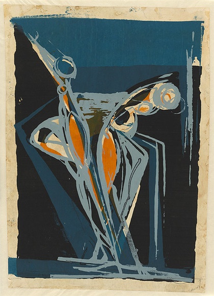 Artist: b'Grey-Smith, Guy' | Title: b'Figures' | Date: 1960 | Technique: b'screenprint, printed in colour, from multiple stencils' Artist: b'Grey-Smith, Guy' | Title: b'Figures' | Date: 1960 | Technique: b'screenprint, printed in colour, from multiple stencils'