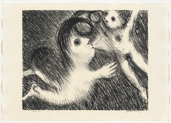 Artist: b'BOYD, Arthur' | Title: b'St Francis blowing Brother Masseo into the air.' | Date: (1965) | Technique: b'lithograph, printed in black ink, from one plate' | Copyright: b'Reproduced with permission of Bundanon Trust' Artist: b'BOYD, Arthur' | Title: b'St Francis blowing Brother Masseo into the air.' | Date: (1965) | Technique: b'lithograph, printed in black ink, from one plate' | Copyright: b'Reproduced with permission of Bundanon Trust'