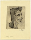 Artist: Brack, John. | Title: Head of a woman. | Date: 1954 | Technique: etching and foul biting, printed in warm black ink with plate-tone, from one copper plate | Copyright: © Helen Brack