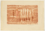 Artist: Lempriere, Helen | Title: Kaltana receiving spirits | Date: c.1955 | Technique: lithograph, printed in colour, from multiple stones