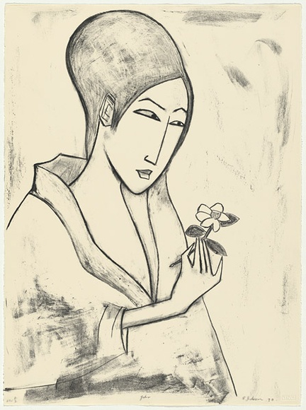 Artist: b'Dickerson, Robert.' | Title: b'Yukio' | Date: 1990 | Technique: b'lithograph, printed in black ink, from one stone' Artist: b'Dickerson, Robert.' | Title: b'Yukio' | Date: 1990 | Technique: b'lithograph, printed in black ink, from one stone'