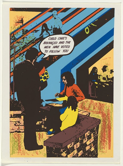 Artist: b'Robertson, Toni.' | Title: b'Taking marketown by strategy - 4' | Date: 1977 | Technique: b'screenprint, printed in colour, from multiple stencils' | Copyright: b'\xc2\xa9 Toni Robertson' Artist: b'Robertson, Toni.' | Title: b'Taking marketown by strategy - 4' | Date: 1977 | Technique: b'screenprint, printed in colour, from multiple stencils' | Copyright: b'\xc2\xa9 Toni Robertson'