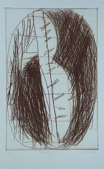 Artist: b'Lincoln, Kevin.' | Title: b'Guitar 3' | Date: 1986 | Technique: b'drypoint, printed in black ink, from one plate' Artist: b'Lincoln, Kevin.' | Title: b'Guitar 3' | Date: 1986 | Technique: b'drypoint, printed in black ink, from one plate'