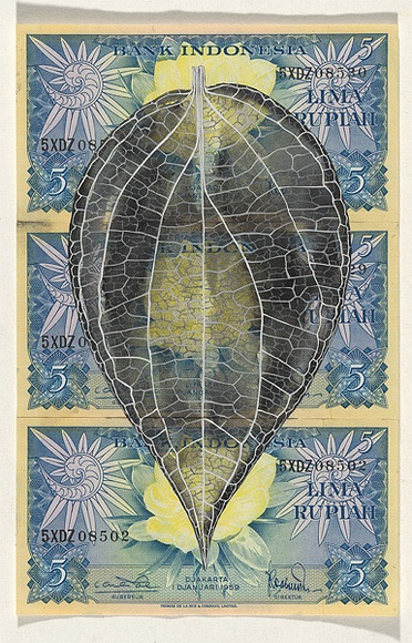 Artist: b'HALL, Fiona' | Title: b'Piper charya (Indonesian currency)' | Date: 2000 - 2002 | Technique: b'gouache' | Copyright: b'\xc2\xa9 Fiona Hall' Artist: b'HALL, Fiona' | Title: b'Piper charya (Indonesian currency)' | Date: 2000 - 2002 | Technique: b'gouache' | Copyright: b'\xc2\xa9 Fiona Hall'