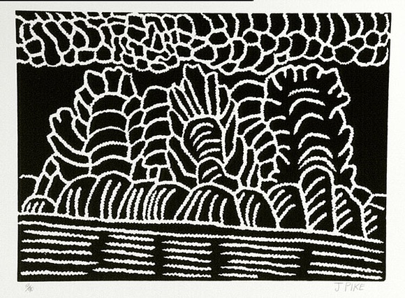 Artist: b'Pike, Jimmy.' | Title: b'Ngurra Wanjulajarra' | Date: 1985 | Technique: b'screenprint, printed in black ink, from one stencil' Artist: b'Pike, Jimmy.' | Title: b'Ngurra Wanjulajarra' | Date: 1985 | Technique: b'screenprint, printed in black ink, from one stencil'