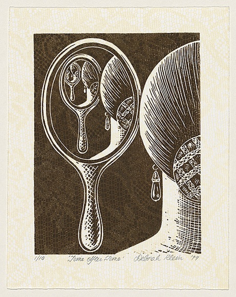 Artist: b'Klein, Deborah.' | Title: b'Time after time' | Date: 1999 | Technique: b'linocut, printed in colour, from two blocks' Artist: b'Klein, Deborah.' | Title: b'Time after time' | Date: 1999 | Technique: b'linocut, printed in colour, from two blocks'