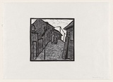 Artist: Groblicka, Lidia | Title: Small town | Date: 1957 | Technique: woodcut, printed in black ink, from one block