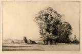 Artist: LONG, Sydney | Title: Radnage, Bucks | Date: 1920 | Technique: line-etching, printed in black ink, from one zinc plate | Copyright: Reproduced with the kind permission of the Ophthalmic Research Institute of Australia