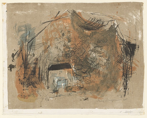 Artist: b'MACQUEEN, Mary' | Title: b'Cratered mountain' | Date: 1965 | Technique: b'lithograph, printed in colour, from multiple plates' | Copyright: b'Courtesy Paulette Calhoun, for the estate of Mary Macqueen' Artist: b'MACQUEEN, Mary' | Title: b'Cratered mountain' | Date: 1965 | Technique: b'lithograph, printed in colour, from multiple plates' | Copyright: b'Courtesy Paulette Calhoun, for the estate of Mary Macqueen'