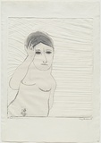 Artist: BALDESSIN, George | Title: Performer (white personage). | Date: 1968 | Technique: etching and aquatint, printed in colour; embossing