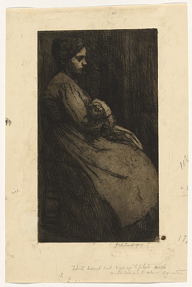 Artist: b'Traill, Jessie.' | Title: b'not titled [mother and child]' | Date: 1909 | Technique: b'hardground-etching, drypoint and foul biting, printed in black ink with plate-tone, from one plate'