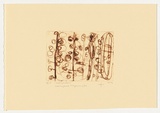 Artist: Napanangka, Walangkura. | Title: Watiyawanu | Date: 2004 | Technique: drypoint etching, printed in brown ink, from one perspex plate