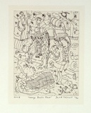 Artist: b'Larwill, David.' | Title: bGeorge Bush's place | Date: 1990 | Technique: b'etching, printed in colour, from two plates, (image in black, cream tint)'