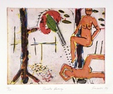 Artist: Fransella, Graham. | Title: Parrot's revenge. | Date: 1984 | Technique: etching and aquatint printed in colour | Copyright: Courtesy of the artist