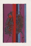 Artist: MEYER, Bill | Title: Hanging bird | Date: 1969 | Technique: linocut, printed in six colours by the reduction block process, from one block | Copyright: © Bill Meyer