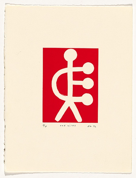 Artist: b'Band, David.' | Title: b'Red miles' | Date: 1996 | Technique: b'screenprint, printed in colour, from one stencil'