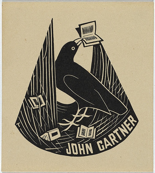 Artist: b'Thake, Eric.' | Title: b'Bookplate: John Gartner' | Date: (1927-43) | Technique: b'linocut, printed in black ink, from one block' Artist: b'Thake, Eric.' | Title: b'Bookplate: John Gartner' | Date: (1927-43) | Technique: b'linocut, printed in black ink, from one block'