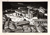 Artist: Owen, Gladys. | Title: Gubbio in Umbria | Date: c.1928 | Technique: wood-engraving, printed in black ink, from one block | Copyright: © Estate of David Moore