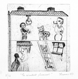 Artist: b'Shearer, Mitzi.' | Title: b'The window cleaner' | Date: 1980 | Technique: b'etching, printed in black, with plate-tone, from one plate'