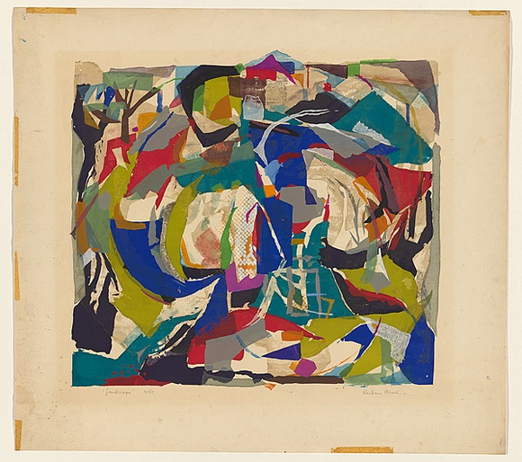 Artist: b'Brash, Barbara.' | Title: b'Landscape' | Date: c.1950 | Technique: b'screenprint, printed in colour, from multiple stencils'