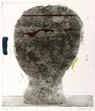 Artist: Clutterbuck, Jock. | Title: Large dark head. | Date: 1966 | Technique: etching and aquatint, printed in colour, from multiple plates