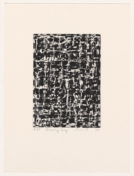 Artist: b'Peart, John.' | Title: b'Morning song' | Date: 2004 | Technique: b'etching, sugar-lift, aquatint and open-bite, printed in black ink, from one plate' Artist: b'Peart, John.' | Title: b'Morning song' | Date: 2004 | Technique: b'etching, sugar-lift, aquatint and open-bite, printed in black ink, from one plate'