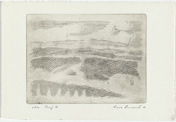 Artist: b'Anceschi, Eros.' | Title: b'Clouds and hills' | Date: 1986 | Technique: b'etching, printed in black ink, from one plate' Artist: b'Anceschi, Eros.' | Title: b'Clouds and hills' | Date: 1986 | Technique: b'etching, printed in black ink, from one plate'