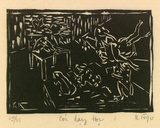 Artist: Nguyen, Tuyet Bach. | Title: Coc day hoc: [The frog's school] | Date: 1990 | Technique: linocut, printed in black ink, from one block